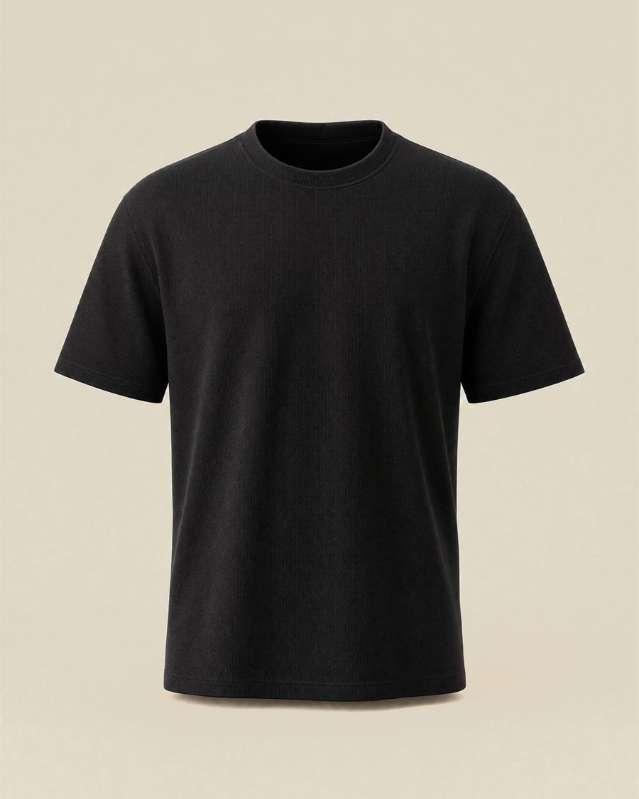 Playera Toscano en negro, piqué de cuello firme